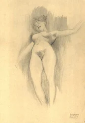 Floating Nude Against Dark Background